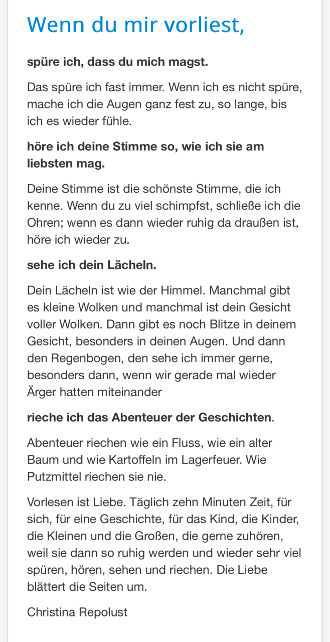 Wenn du mir vorliest...